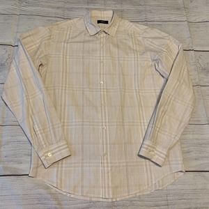 Theory Long Sleeve Button Up Mens Size Small Beige Shirt